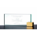 Jade Glass Name Plate w/ Brass Rectangle Corner Holder (10"x3")